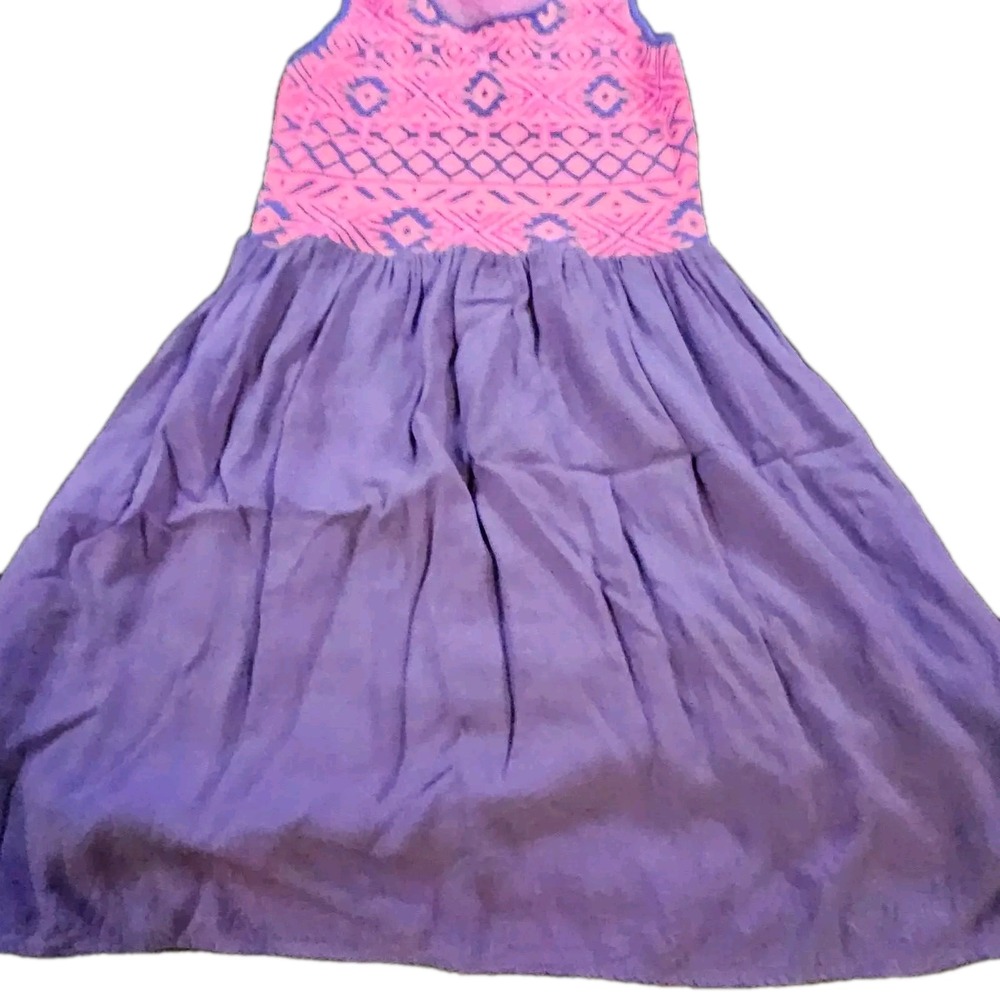 Skies are Blue Aztec Boho Sleeveless Sundress Blue Red Medium Petite 93418P